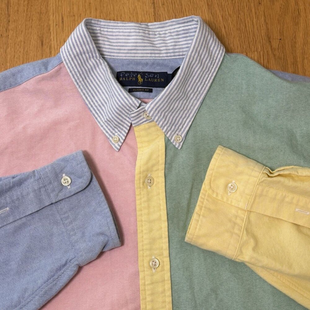 Ralph Lauren Men's Classic Fit Cotton Oxford Colorblock Button-Down XXL Preppy